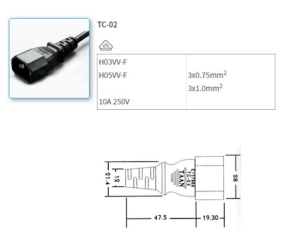 TC-02 European Standard Power Supply Cords