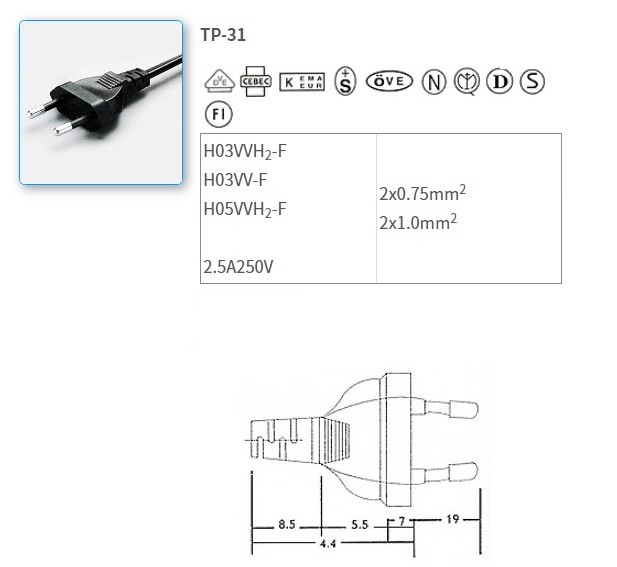 TP-31 European Standard Power Supply Cords